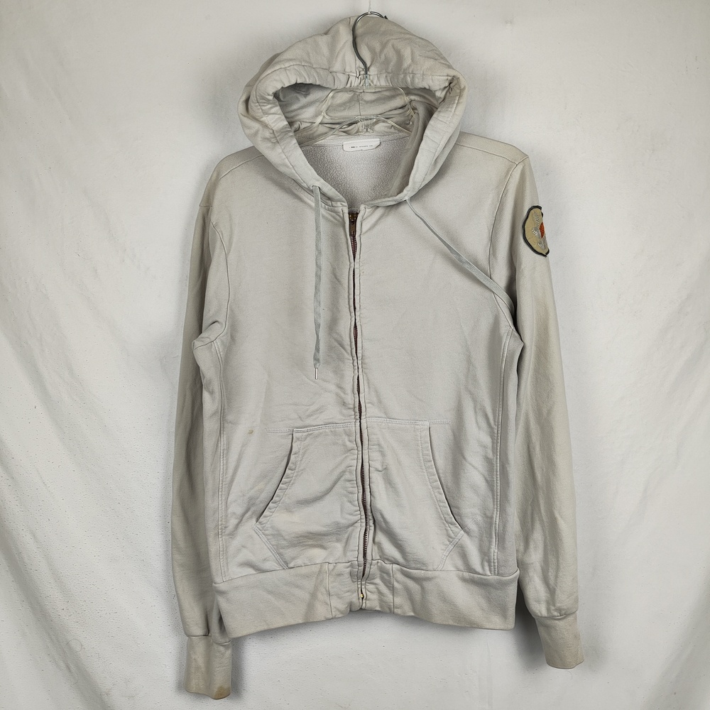 Ever Hoodie Mens Large Gray Full Zip Fleece Sweatshirt Sleeve Logo Patch USA